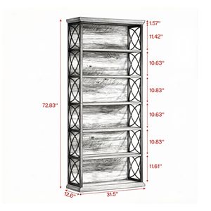 Libreria Angolare Rustica con Ripiani, Mobile per Soggiorno e Camera da Letto con Vano Portaoggetti, Pannello in MDF per Casa, Ufficio e Hotel - Product Image 3