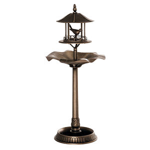Vasca per Uccelli 3-in-1 in Bronzo con Piedistallo, Grande Vasca d'Acqua e Fioriera Sottostante per Decorazione da Giardino - Product Image 1