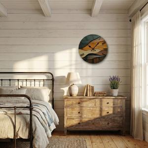 <b>Modern</b> Wooden <b>Wall</b> <b>Clock</b> 25cm Round Layered Wood Decor - Product Image 2