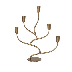 Support de bougie conique style nordique finition dorée, bougeoir créatif en métal à ligne unique, centre de table contemporain pour - Product Image 3