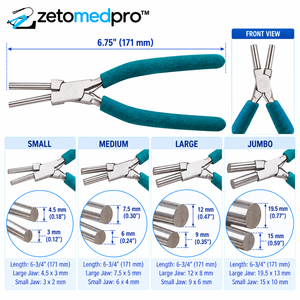 Oval Mandrel <b>Pliers</b> <b>Small</b> Medium Large Jumbo 6.75in Multiple Jaw Sizes Stainless Steel Jewelry Tool ZETOMEDPRO - Product Image 5