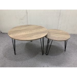 Set di 2 tavolini da caffè impilabili da 27,56 pollici con piano circolare in legno e robusta base in metallo - Collezione di tavolini rotondi Liv's - Product Image 5