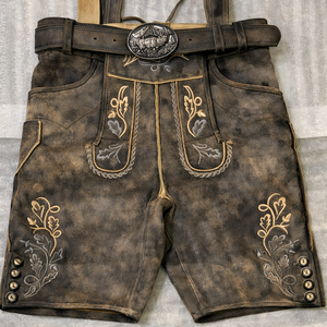 Cómodos Lederhosen Tradicionales Alemanes de Cuero Genuino, Lederhosen Bávaros con Hebillas Ajustables - Product Image 1
