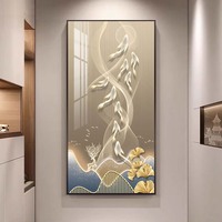 Peintures d'Art en Porcelaine de Cristal HD Moderne Design Vertical Style MDF Décoration Murale pour Salon Déco Style Art Déco
