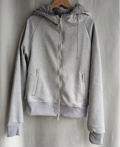 Sudadera con Capucha Gris para Mujer, 100% Algodón, Cierre Doble, Talla Grande, Invierno, Cintura Ajustada, Cómoda - Product Image 4