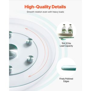 Plato giratorio Lazy Susan de vidrio templado 360 con 6 ruedas para mesa de comedor, 24 pulgadas, suave y silencioso - Product Image 3