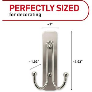 Appendiabiti da Parete For Command in Ottone Satinato con Doppio Gancio, Grande, Set da 2 Ganci e 2 Barre - Product Image 1