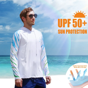Chemise de pêche à manches longues bleu clair pour homme, UPF 50, anti-UV, couleur unie, pull-over, 100% polyester, pour l'extérieur - Product Image 5