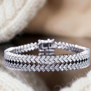 สร้อยข้อมือเงินแท้ 925 ประดับมอยส์ซาไนต์สีแทน ของขวัญสำหรับผู้หญิงในงานปาร์ตี้ วันครบรอบ และเป็นของขวัญ - Product Image 1