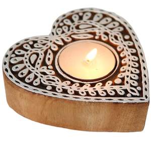 Support de bougie décoratif en bois pour bougies chauffe-plat, pièce maîtresse de la décoration intérieure pour les fêtes de Diwali et les cadeaux - Product Image 5