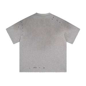 เสื้อยืดผู้ชายทรงโอเวอร์ไซส์สไตล์วินเทจ ล้างสีแบบแอซิดวอช ผ้าฝ้าย 100% เสื้อผ้าลำลอง พิมพ์ลายโลโก้แบบดิสเทรส ราคาขายส่ง รับผลิตแบบ OEM - Product Image 4