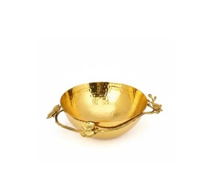 Plato Decorativo Redondo de Aluminio con Acabado Dorado Antiguo y Cristal para Servir Chocolate, en Oferta - Product Image 1