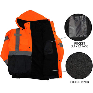 เสื้อโค้ทกันหนาวผู้ชายแบบสะท้อนแสง Hi Viz ปี 2026 กันน้ำ กันลม หนาพิเศษ บุใยสังเคราะห์ - Product Image 5