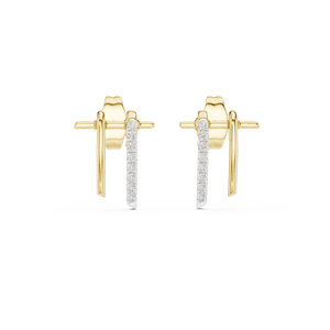 Juego de Aretes ECLIPS LINE SPARK con Diamantes Cultivados en Laboratorio, Oro Amarillo de 18 Quilates, Baño de Rodio, Corte Brillante, Certificados, para Compromiso, Boda, Fiesta - Product Image 1