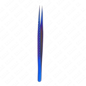 Blue I Shaped Eyelash Extension Tweezers Stainless Steel Diamond Grip Pointed Tip Precision Volume Lash <b>Tool</b> Classic - Product Image 6