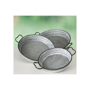 Plateaux de service à chocolat argentés en métal galvanisé personnalisé Plateau de stockage de fruits pour aliments de service avec métal - Product Image 5