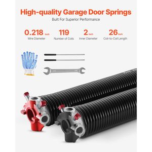Pair 0.218 X 2 X 26 Black Coated Garage <b>Door</b> Torsion <b>Springs</b> 16000 Cycles Electrophoresis Replacement for Existing Garage <b>Door</b> - Product Image 2
