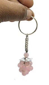 High Quality Crystal Keychain Stone rose quartz grapes <b>key</b> Chine natural Stone bead Healing <b>Key</b> Holder Gift for Women <b>Key</b> Chains - Product Image 3