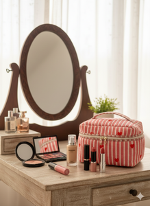 Sac de voyage vintage en coton imprimé cœurs couleur pêche, étanche, avec fermeture éclair, écologique, résistant à l'eau, durable, à porter à la main - Product Image 3