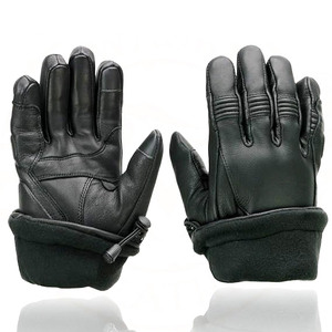 Samroz Sports Men's black Perforated Leather Full Finger Motorcycle Hand <b>Gloves</b> W/Breathable ‘Open Knuckle - Product Image 4