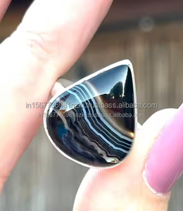 Anillo de piedras preciosas de Plata de Ley 925 más vendido, anillo de ágata Natural de Botswana hecho a mano, regalo perfecto para ella - Product Image 1