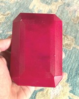 Rubis rouge de laboratoire chauffé, taille octogonale, facetté, 5000 carats, pierre précieuse en vrac, rouge profond, grande taille, rubis poli pour bijoux