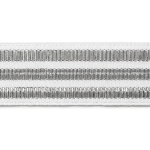 Cinta Metálica Plateada Lurex de 25 mm de Neelkamal Industries, Cinta Tejida con Rayas Blancas para Adornos de Prendas y Accesorios de Moda - Product Image 2