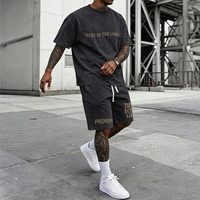 Ensemble 2 pièces pour homme : T-shirt oversize avec motif Christian Jesus et short délavé – Tenue décontractée « Trust in Lord »