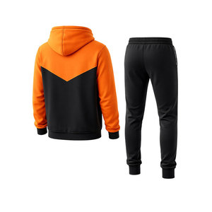 Conjunto Deportivo para Hombre en Naranja y Negro, Sudadera con Cierre y Pantalones Jogger, Corte Ajustado, Ropa Deportiva Informal para Gimnasio, Entrenamiento y Running - Product Image 4
