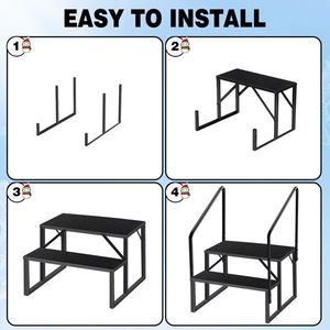 Scaletta per Piscina/SPA per Camper a 2 o 3 Gradini Antiscivolo, Capacità di Carico 660 Libbre, con Corrimano, Accesso a Livello Terra - Product Image 2