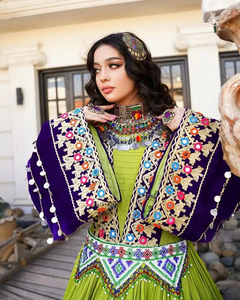 Robe longue en mousseline de soie ethnique afghane Kuchi, couleurs et tailles personnalisées, broderie miroir, pour événements festifs, magnifique robe afghane Kuchi - Product Image 4