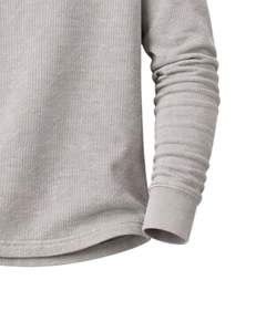 Mens Waffle Henley Long Sleeve <b>Thermal</b> T Shirt Light Grey Casual Button Neck Winter Wear <b>Top</b> Cotton Slim Fit Breathable Fabric - Product Image 5