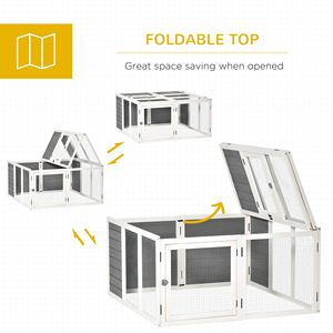Casetta per Conigli Classica di Lusso in Legno di Abete con Tetto Apribile e Pieghevole per 1-4 Conigli, Cuccia per Animali Domestici da Interno con Struttura Solida - Product Image 6