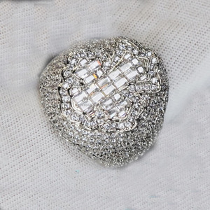 Men's Hip Hop Style Cluster <b>Cross</b> <b>Ring</b> with Baguette Cut Moissanite Diamond 925 Sterling <b>Silver</b> Rhodium Plated Engagement <b>Ring</b> - Product Image 3