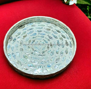 Nacre vintage Essayez taille personnalisée Plateau de service rond écologique Poignée à usage domestique - Product Image 5