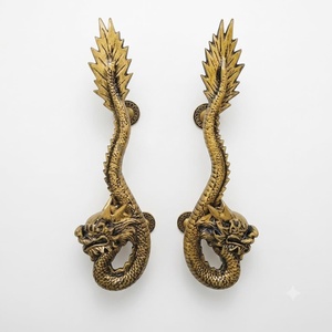 Poignée de porte décorative en fer forgé avec motif de rose, finition galvanisée, forme ronde, installation facile - Product Image 1
