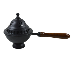 Handcrafted Eco-Friendly Metal Burner Heat Resistant Wooden Handle Modern Design for Charcoal Incense Spring Summer Fall - Product Image 4