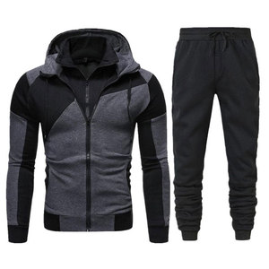 Custom Logo <b>Men</b> Full Zip Tracksuit Set Casual Streetwear <b>Track</b> <b>Jacket</b> And Jogger OEM ODM Wholesale - Product Image 1