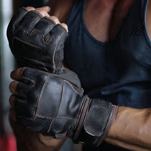 Guantes de Cuero para Levantamiento de Pesas, Guantes Deportivos de Medio Dedo para Entrenamiento, Ejercicio, Carreras, con Soporte para Muñeca - Product Image 6