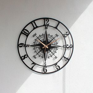 Large Metal Compass Wall <b>Clock</b>: Silent, Modern, Oversized - Product Image 5