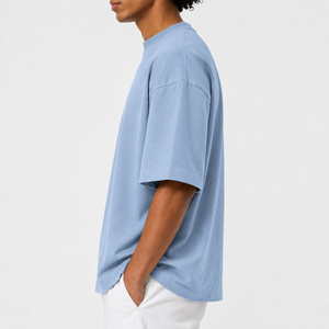Camiseta de algodón para hombre, corte oversize, hombros caídos, cuello redondo, manga corta, estilo streetwear, para uso diario. - Product Image 4