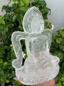 Estatua de Buda de Cuarzo Transparente Grande Tallada a Mano, Escultura de Cristal Única, Decoración para el Hogar, Proveedor Mayorista OEM ODM - Product Image 2