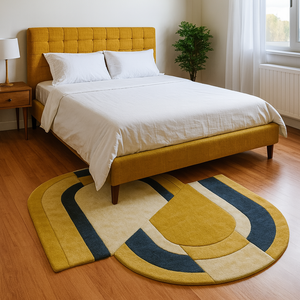 Tapis en laine tufté à la main de luxe sur mesure, couleur unie jaune, fabriqué à la main en Inde pour la maison et les pique-niques, adapté aux animaux domestiques, antidérapant - Product Image 3