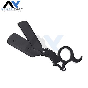 Professional German Made Finger Insert Handle Straight <b>Edge</b> Razor <b>Black</b> Dragon Cut Throat Shavette Barber Shaving Tool - Product Image 5