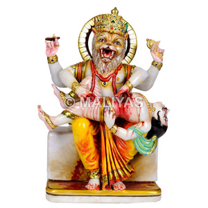 Le Seigneur Narasimha tue le démon Hiranyakashipu |   Marbre Narasimha Vadh Murti – MALIYAS - Product Image 1