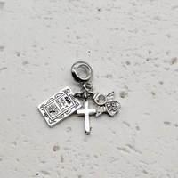 Pendentifs Breloques Croix Religieuse en Fer CYCUFF avec Pierre Naturelle pour Femmes - Cadeau pour la Famille et les Amis