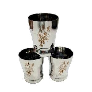 Gobelet à boire en verre imprimé floral en acier inoxydable pour l'eau, le jus, usage quotidien - Product Image 1