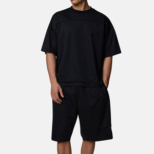 Men's Black Mesh Breathable Shorts Mid Waist <b>Elastic</b> Comfortable Casual Bermuda Style Knitted Polyester Solid Color - Product Image 1