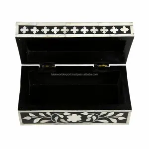 Boîte de luxe en nacre boîte à bijoux organisateur unique et idée cadeau réfléchie boîte à bijoux de travail en incrustation d'os de nacre FWE - Product Image 2