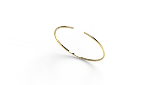 Bracelet jonc ouvert de luxe en or 18 carats et diamants, pavé de barres et de diamants taille ronde, flexible, en fil séparé, délicat, empilable, cadeau de bijoux - Product Image 2